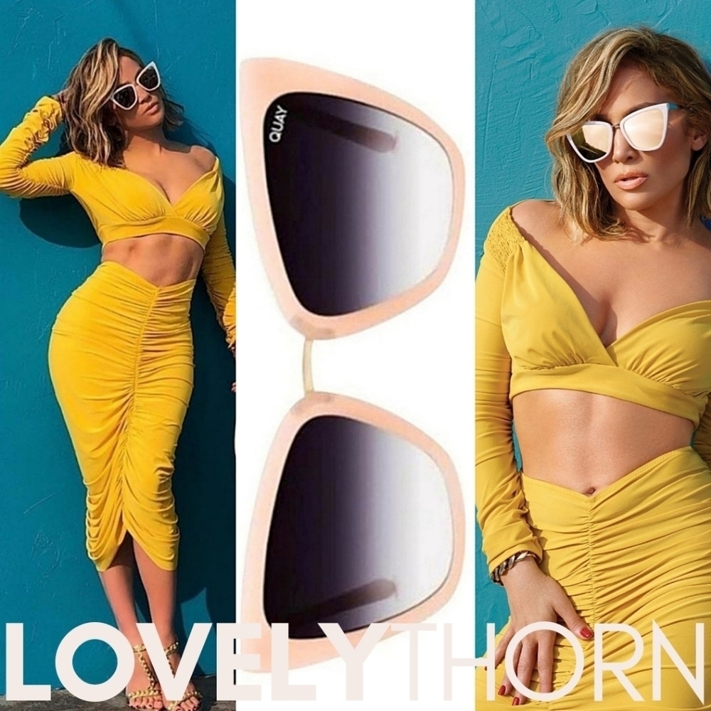 QUAY // ltd ed JLo collab creamy nude frame black/blue fade cateye full or mini - Picture 13 of 16